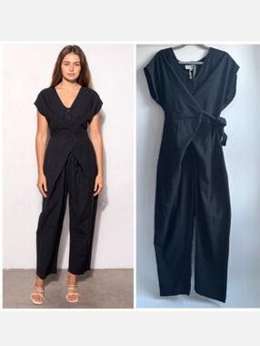 Rujuta Sheth Venus Wrap Jumper Black Washed SzXS Linen Blend